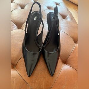 Zara Black Pointed Slingback Heels